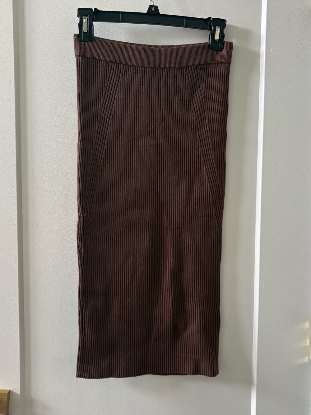 Abercrombie & Fitch Chocolate Brown Ribbed Midi Skirt